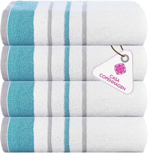 Vista 132 de CASA COPENHAGEN Exotic - Juego de 6 toallas de diseño de 100% algodón egipcio, color azul aguamarina, 550 GSM, 2 toallas de baño, 2 toallas de baño