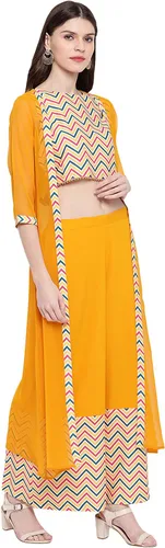 Vista 5 de Janasya - Top corto para mujer, color amarillo
