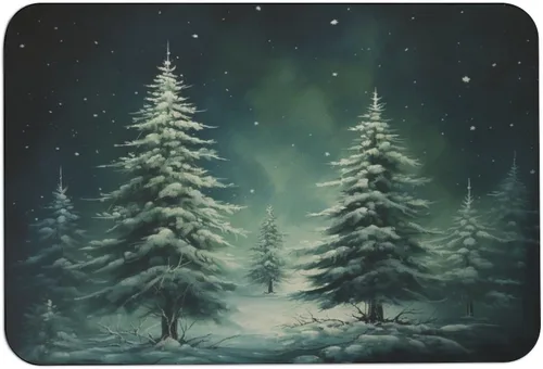Vista 16 de Alfombra de baño de goma antideslizante de pino verde con copos de nieve, secado rápido, súper absorbente, ajuste fino debajo de la puerta, árboles