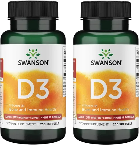 Vista 10 de Swanson Vitamina D3 Suplemento de salud ósea, inmune y cardíaca de 5,000 UI para adultos privados de sol que buscan apoyo óseo, inmunológico