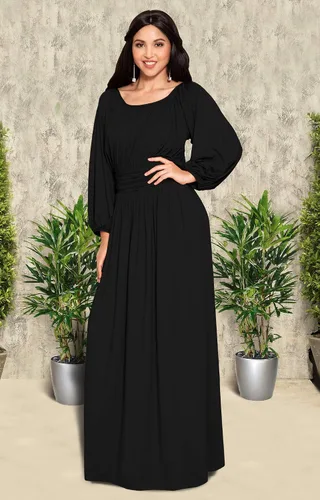 Vista 2 de KOH KOH Manga para mujer, estilo campesino, estilo vintage, cintura imperio, plisada, otoño