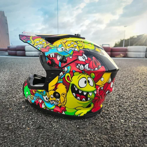 Vista 4 de VCOROS - Casco para niños y jóvenes, bicicleta de tierra, motocross, calle, todoterreno, BMX, MX, cuatrimoto, bicicleta de tierra, motocicleta
