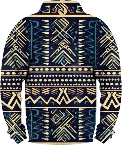 Vista 2 de WENKOMG1 Sudadera con estampado indio para hombre, manga larga, vintage, ligera, con solapa, simétrica