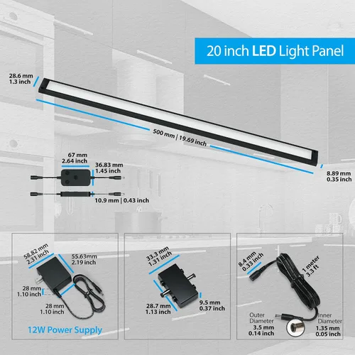 Vista 7 de EShine Paquete de 1 kit de iluminación LED inteligente regulable de 20 pulgadas para debajo del gabinete compatible con Alexa, Google, color claro
