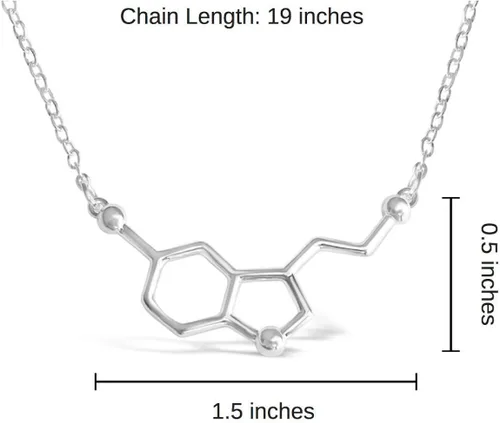Vista 5 de Rosa Vila Happiness Serotonin Molecule Necklace For Women, Happy Serotonin Necklace, Science Jewelry For Women, Ideal Necklaces For Teacher