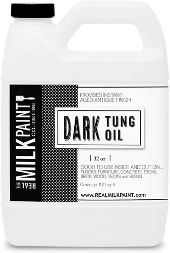 Vista 6 de Real Milk Paint, Aceite Dark Tung para acabado de madera, tablas de cortar, muebles de exterior, bloques de carnicero, pisos de madera, grado