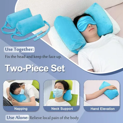 Vista 6 de AOSSA Almohada estabilizadora de cuello para dormir – Cuña triangular boca arriba para posicionamiento de cabeza y cuello, recuperación poscirugía