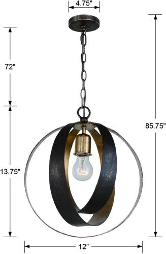 Vista 5 de Crystorama Luna - Lámpara de araña inglesa de bronce y oro antiguo con una luz
