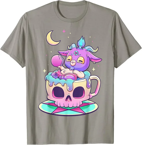 Vista 26 de Kawaii Pastel Goth Cute espeluznante Pentáculo Baphomet - Camiseta de cabra, Negro