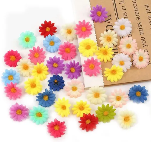 Vista 5 de 100 cabezas de girasol de seda de 1.969 in, 2 pulgadas, decoración de boda, corona de regalo, álbum de recortes, manualidades, fiesta, festival