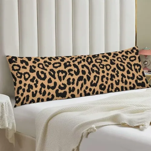 Vista 2 de Funda de almohada corporal de leopardo con diseño de piel de animales salvajes, con estampado de guepardo, funda de almohada larga con cremallera