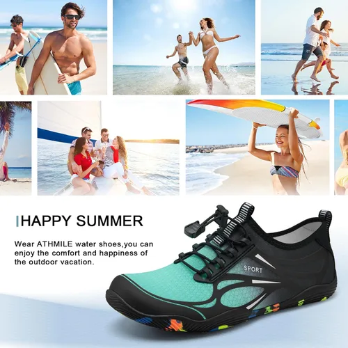Vista 6 de ATHMILE Zapatos de agua para hombres y mujeres, zapatos de río, para adultos, natación, playa, lago, piscina, calcetines acuáticos, calcetines