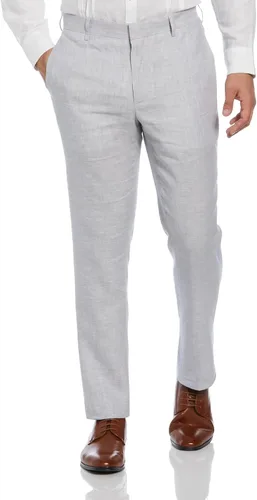 Vista 7 de Cubavera Delave - Pantalón de lino 100% para hombre, tela ligera con parte delantera plana, pantalones de verano relajados para hombre Blanco