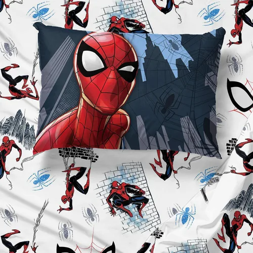 Vista 6 de Jay Franco Marvel Spiderman Wall Walk - Manta de 4 piezas, incluye manta, juego de sábanas tamaño individual