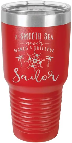 Vista 15 de Un mar suave nunca hace un sillón hábil grabado de 325 ml vaso de acero con recubrimiento de polvo grabado por láser taza de viaje de camello polar