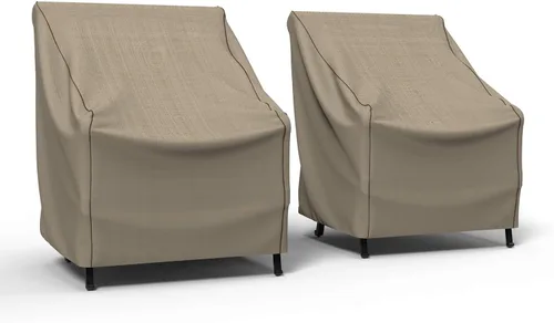 Vista 18 de Budge P1A02PM1-2PK funda para sillas de patio inglés, resistente y impermeable, extra pequeña, tejido tostado