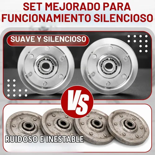 Vista 5 de Kit de polea y cable para puerta de garaje, juego de 4 poleas con 2 cables de acero, se adapta a puertas de garaje de 7 pies y 8 pies, poleas