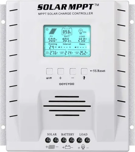 Vista 8 de MPPT Controlador de carga de 60 amperios, 12 V/24 V, regulador de carga de panel solar de 60 A con pantalla LCD de luz negra, máximo 100 V para gel