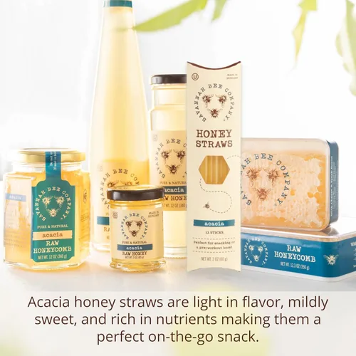 Vista 5 de Savannah Bee Company Honey Straws - Pajitas de Miel de Acacia Pura y Totalmente Natural Hechas en EE.UU. - Aperitivos Saludables para Niños