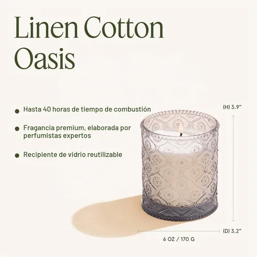 Vista 5 de LA JOLIE MUSE - Velas perfumadas de lino y algodón para el hogar, cera de soja, 40 horas Luxury Jar Candle, Clean Non Toxic, Gift for Women & Men