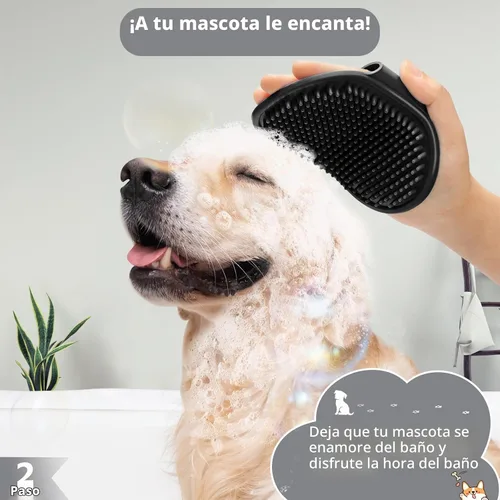 Vista 3 de Comotech 6 piezas: cepillo de baño para perros y cepillo de dientes para perros Cepillo de champú y estropajo con mango ajustable para perros