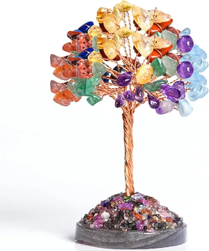 Vista 8 de Árbol de la vida de cristal de amatista, decoraciones de árbol del dinero, cristales y piedras curativas, piedras preciosas de energía positiva