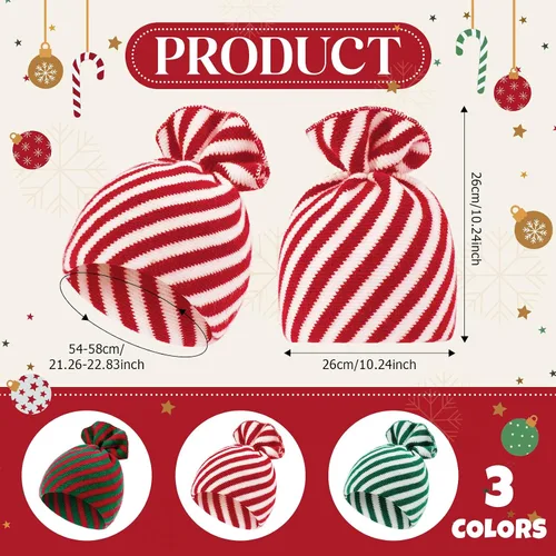 Vista 3 de Sombrero de Navidad de Papá Noel de Century Star para Adultos - Gorro de Invierno Suave de Tejido para Hombres y Mujeres, Fiesta de Vacaciones
