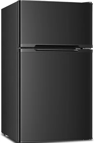 Vista 10 de Antarctic Star Mini refrigerador con congelador, refrigerador compacto de doble puerta, termostato ajustable, refrigerador pequeño para dormitorio