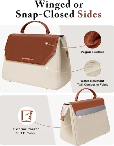 Vista 5 de GLORIEROO Lonchera para niñas y mujeres, Beige, Estándar