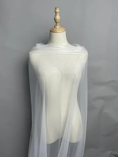 Vista 11 de Tul, tela, malla, color nude, tul elástico de tacto suave 5 yardas (rosa bebé)