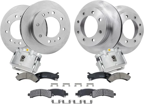 Vista 23 de Detroit Axle - Kit de frenos para Land Rover LR3 2005-2009, Rotores de freno deportivos Range Rover 2006-2009 y pastillas de freno de cerámica 2007