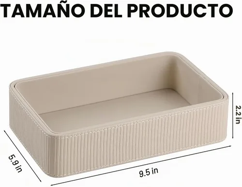 Vista 7 de Pequeña bandeja de valet para llaves, mesita de noche, organizador Beige