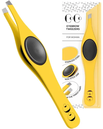 Vista 12 de Precision Tweezers for Eyebrows & Facial Hair Removal, Stainless Slant Tip Pinzas profesionales perfectamente alineadas y calibradas para pelos