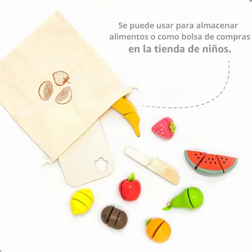 Vista 5 de Juego de frutas para cortar frutas – Accesorio de cocina de madera para jugar, accesorios de juego de simulación, juguetes de madera para cortar