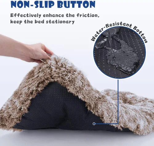 Vista 5 de Alfombrilla de cama para perro, suave y mullida, para jaula de perro, cama para perros pequeños, medianos y grandes, y gatos, lavable Marrón