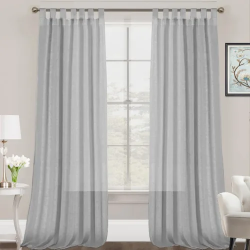 Vista 20 de FantasDecor Cortinas de lino de 63 pulgadas de largo, 2 paneles con pestañas superiores para sala de estar/dormitorio, cortinas texturizadas de lino