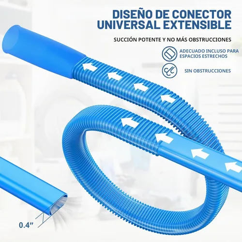 Vista 8 de Kit de Limpiador de Ventilación para Secadora PetOde, Accessorio Flexible para Aspiración de Pelusa Compatible con la Mayoría de Aspiradoras, Azul