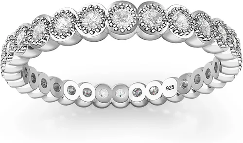 Vista 2 de Metal Factory Anillo apilable de plata de ley con circonita cúbica para aniversario
