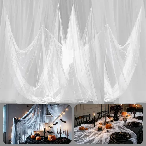 Vista 13 de 2Pcs 13x10ft Ultra-fine Mesh Mosquito Net, for Halloween Black Gauze Cloth Negro