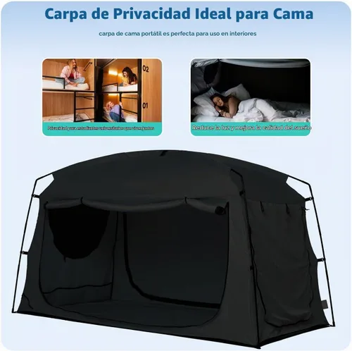 Vista 8 de Bed Tent,Portable Privacy Sleeping Bed Canopy,Blackout 90% Drapes for Kids and Adult,Indoor Space Tent with Breathable Large Mesh Windows
