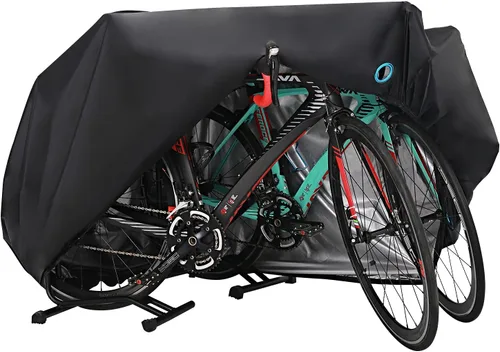 Vista 10 de Cubierta para bicicleta, cubierta impermeable para bicicleta al aire libre con agujero de bloqueo para bicicletas de montaña y de carretera
