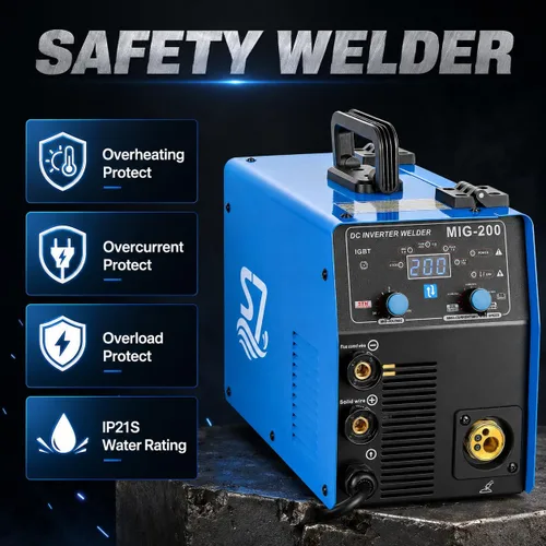 Vista 3 de Máquina de soldar de procesos múltiples, de 200 A y 110V/220V, para MIG con gas, MIG con núcleo fundente sin gas, de barra, Lift TIG, soldadura por