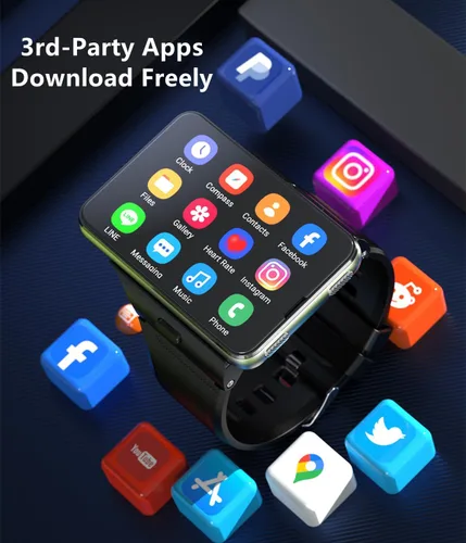 Vista 7 de Reloj inteligente para hombre, 4G, smartwatch para Android e iOS, pantalla táctil de 2.88 pulgadas, Android 11 OS, 6GB+128GB, rastreador