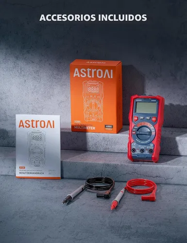 Vista 8 de AstroAI Probador de Multímetro, TRMS 4000 Cuentas Voltímetro de Rango Automático Ohmímetro Digital 1.5v/9v/12v Probador de Voltaje de Batería Mide