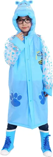 Vista 5 de Abrigo de lluvia para niños y niñas, poncho de lluvia reutilizable, para escuela, con posición, plegable, ropa impermeable