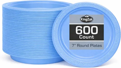 Vista 14 de Hanna K. Signature - Platos de plástico negro para fiesta, platos desechables de 7 pulgadas, 50 unidades, suministros de fiesta para aperitivos