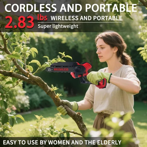 Vista 9 de Mini motosierra compatible con la batería Milwaukee Chainsaw M18, motosierras de poda inalámbricas de 8 y 6 pulgadas, mini motosierra sin escobillas