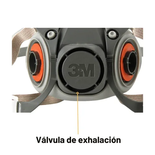 Vista 3 de 3M Respirador reutilizable de media cara 6200, NIOSH, arnés de cuatro puntos, ajuste cómodo, compatible con aire suministrado de doble línea