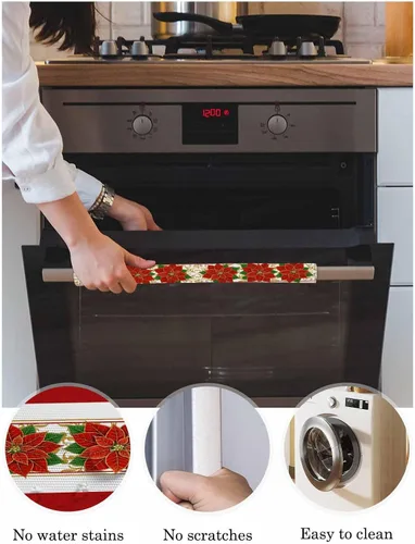 Vista 3 de Juego de 2 fundas navideñas para manijas de puerta de refrigerador, lavavajillas, microondas, horno, nevera, estufa, electrodomésticos, accesorios