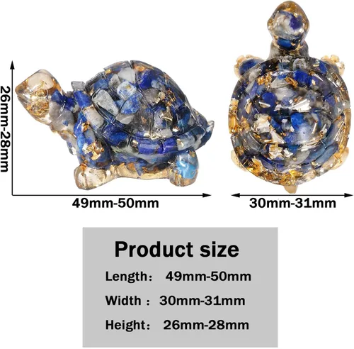 Vista 3 de SUNYIK Paquete de 2 estatuas de tortuga de cristal de orgón, amuleto de tortuga de piedra de Reiki, escultura Fengshui para decoración de oficina